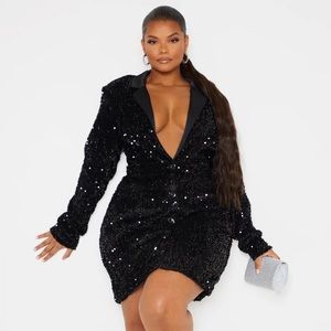 Pretty Little Thing Plus Oversized Sequin Blazer Dress